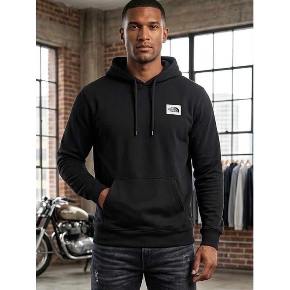 The North Face Mens Heritage Patch Pullover Hoodie Black Sweatshirt Large